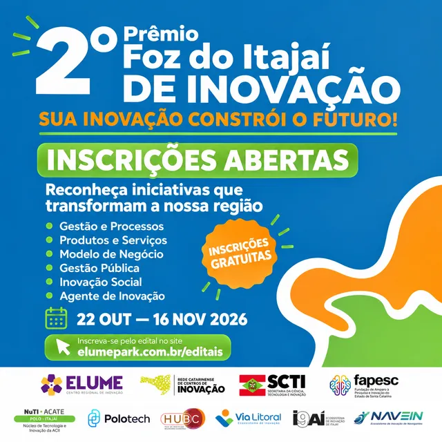 EDITAL Nº (006/2026) PRÊMIO FOZ ITAJAÍ DE INOVAÇÃO